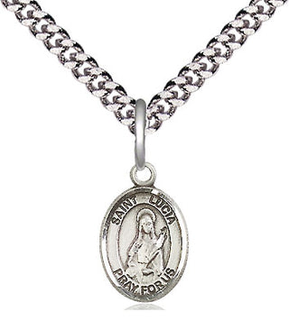 Pewter Saint Lucia of Syracuse Medal Religious and Catholic Jewelry Engraved Catholic Saint Jewelry