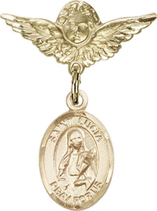 14kt Gold Filled Small Angel w/Wings St. Lucia of Syracuse Baby Badge - Engravable