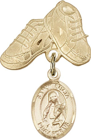 14kt Gold Baby Boots St. Lucia of Syracuse Baby Badge - Engravable