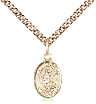 14kt Gold Saint Lazarus Medal Engraved Catholic Saint Jewelry