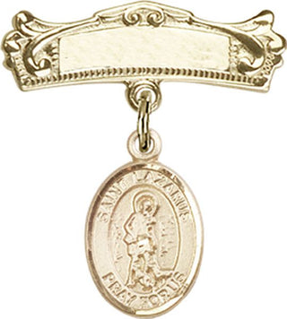 14kt Gold Badge Pin St. Lazarus Baby Badge - Engravable