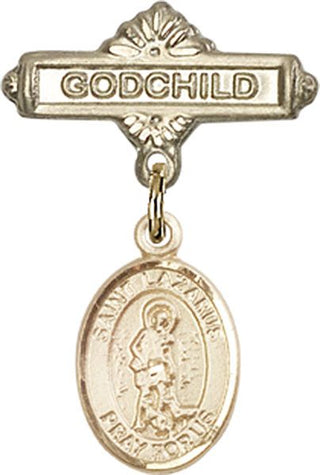 14kt Gold Godchild St. Lazarus Baby Badge - Engravable