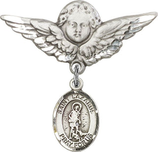 Sterling Silver Large Angel w/Wings St. Lazarus Baby Badge - Engravable