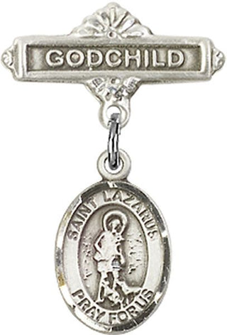 Sterling Silver Godchild St. Lazarus Baby Badge - Engravable