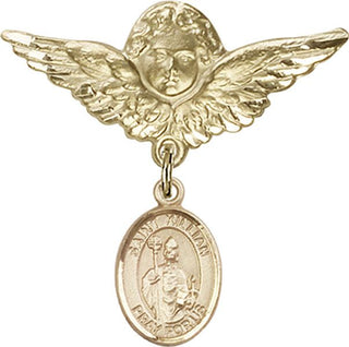 14kt Gold Filled Large Angel w/Wings St. Kilian Baby Badge - Engravable
