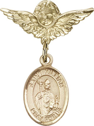 14kt Gold Filled Small Angel w/Wings St. Kilian Baby Badge - Engravable