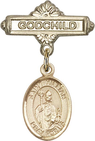 14kt Gold Filled Godchild St. Kilian Baby Badge - Engravable