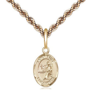 14kt Gold Saint Luke the Apostle Medal Engraved Catholic Saint Jewelry