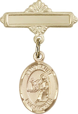 14kt Gold Filled Polished Badge Pin St. Luke the Apostle Baby Badge - Engravable