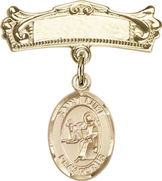 14kt Gold Filled Badge Pin St. Luke the Apostle Baby Badge - Engravable