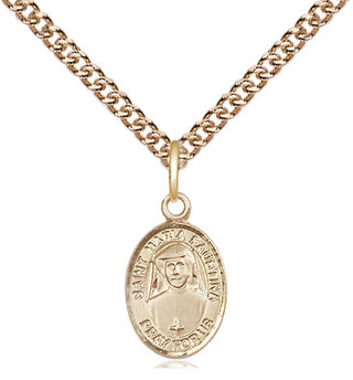 14kt Gold Saint Maria Faustina Medal Engraved Catholic Saint Jewelry