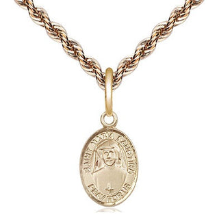 14kt Gold Saint Maria Faustina Medal Engraved Catholic Saint Jewelry