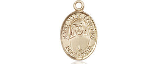 14kt Gold Saint Maria Faustina Medal Engraved Catholic Saint Jewelry