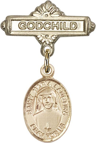 14kt Gold Filled Godchild St. Maria Faustina Baby Badge - Engravable