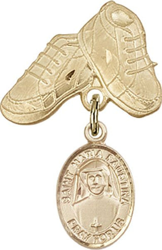14kt Gold Filled Baby Boots St. Maria Faustina Baby Badge - Engravable