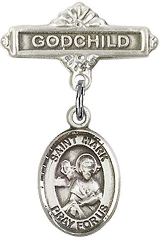 Sterling Silver Godchild St. Mark the Evangelist Baby Badge - Engravable