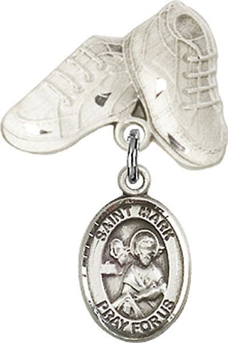 Sterling Silver Baby Boots St. Mark the Evangelist Baby Badge - Engravable