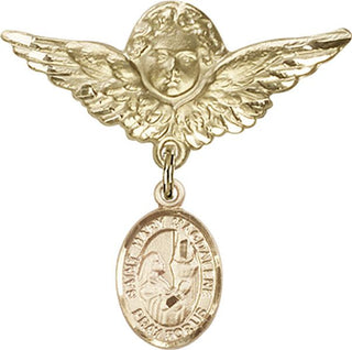14kt Gold Filled Large Angel w/Wings St. Mary Magdalene Baby Badge - Engravable