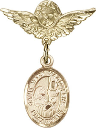 14kt Gold Filled Small Angel w/Wings St. Mary Magdalene Baby Badge - Engravable