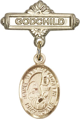 14kt Gold Filled Godchild St. Mary Magdalene Baby Badge - Engravable
