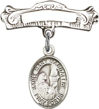 Sterling Silver Badge Pin St. Mary Magdalene Baby Badge - Engravable