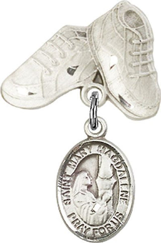 Sterling Silver Baby Boots St. Mary Magdalene Baby Badge - Engravable