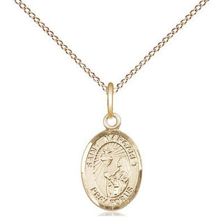 14kt Gold Saint Margaret Mary Alacoque Medal Engraved Catholic Saint Jewelry