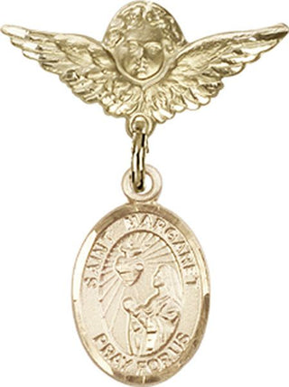 14kt Gold Filled Small Angel w/Wings St. Margaret Mary Alacoque Baby Badge - Engravable