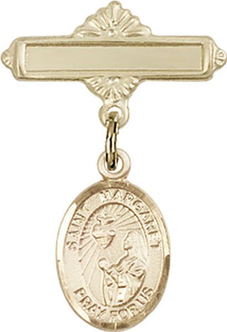 14kt Gold Polished Badge Pin St. Margaret Mary Alacoque Baby Badge - Engravable