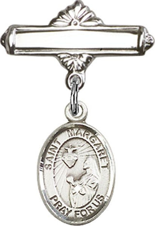 Sterling Silver Polished Badge Pin St. Margaret Mary Alacoque Baby Badge - Engravable