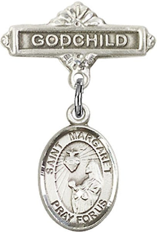 Sterling Silver Godchild St. Margaret Mary Alacoque Baby Badge - Engravable