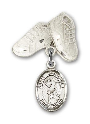 Sterling Silver Baby Boots St. Margaret Mary Alacoque Baby Badge - Engravable