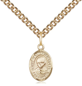 14kt Gold Saint Maximilian Kolbe Medal Engraved Catholic Saint Jewelry