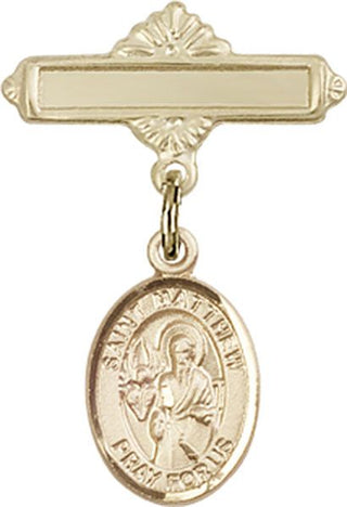 14kt Gold Polished Badge Pin St. Matthew the Apostle Baby Badge - Engravable