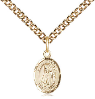 14kt Gold Saint Martha Medal Engraved Catholic Saint Jewelry