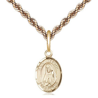 14kt Gold Saint Martha Medal Engraved Catholic Saint Jewelry
