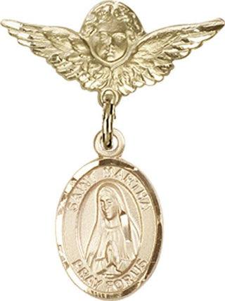 14kt Gold Filled Small Angel w/Wings St. Martha Baby Badge - Engravable