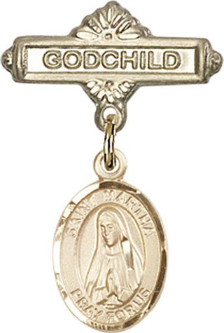 14kt Gold Godchild St. Martha Baby Badge - Engravable