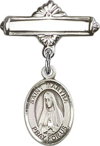 Sterling Silver Polished Badge Pin St. Martha Baby Badge - Engravable