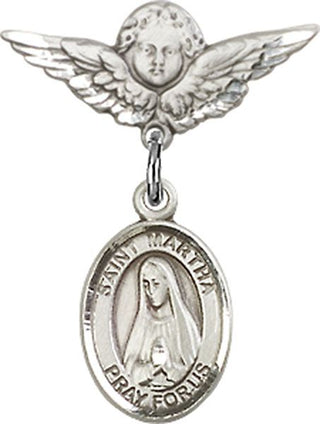 Sterling Silver Small Angel w/Wings St. Martha Baby Badge - Engravable