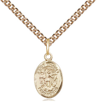 14kt Gold Saint Michael the Archangel Medal Engraved Catholic Saint Jewelry
