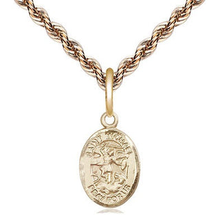 14kt Gold Saint Michael the Archangel Medal Engraved Catholic Saint Jewelry