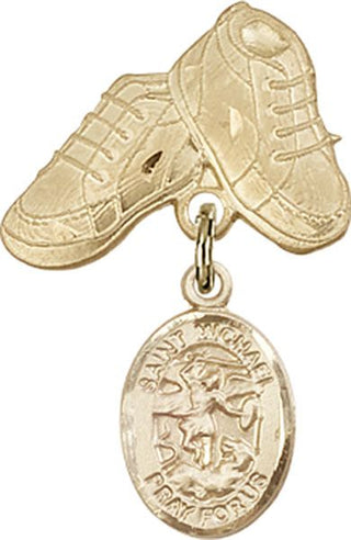 14kt Gold Filled Baby Boots St. Michael the Archangel Baby Badge - Engravable