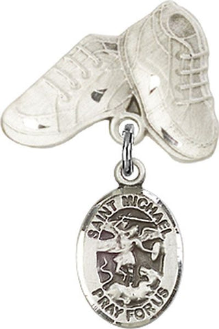 Sterling Silver Baby Boots St. Michael the Archangel Baby Badge - Engravable