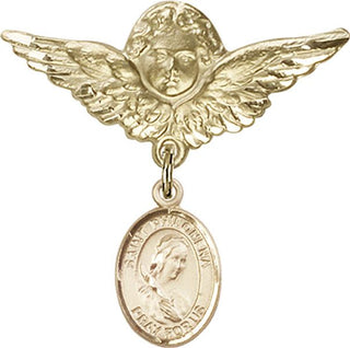 14kt Gold Filled Large Angel w/Wings St. Philomena Baby Badge - Engravable