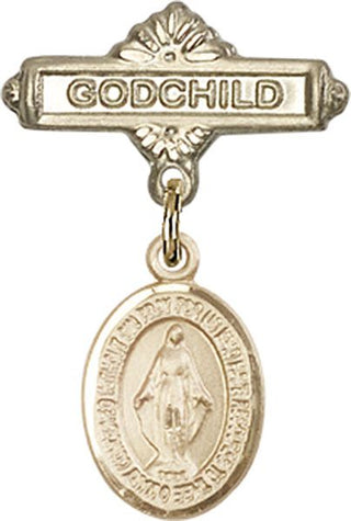 14kt Gold Godchild Miraculous Baby Badge - Engravable