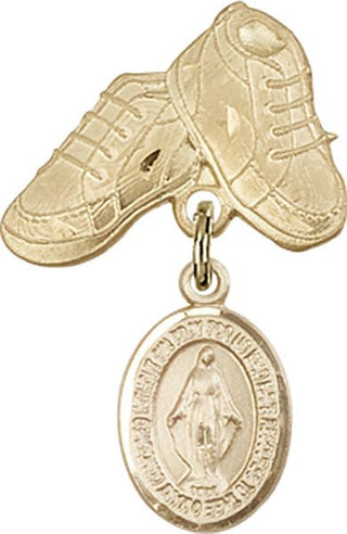14kt Gold Baby Boots Miraculous Baby Badge - Engravable