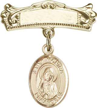 14kt Gold Filled Badge Pin St. Monica Baby Badge - Engravable
