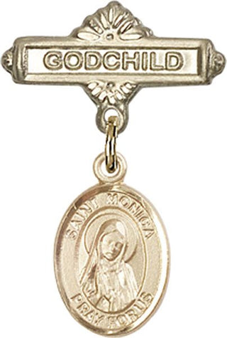 14kt Gold Godchild St. Monica Baby Badge - Engravable