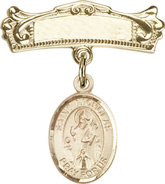 14kt Gold Filled Badge Pin St. Nicholas Baby Badge - Engravable ...